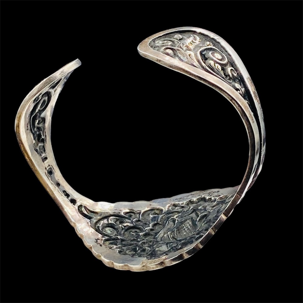 Rare Vintage 1930's Indonesian Yogya 800 Silver Lotus Flower Bracelet - Picture 8 of 9